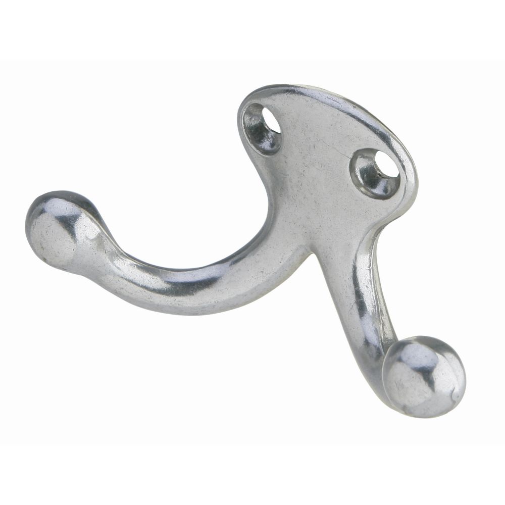 Ives 582A14 Aluminum Double Wardrobe Hook Bright Nickel Finish