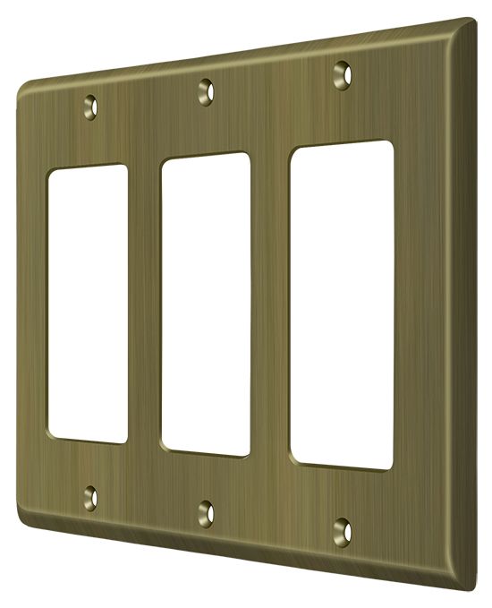 Deltana SWP4740U5 Triple Rocker Switch Plate Antique Brass
