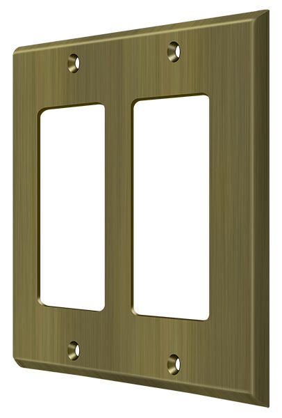 Deltana SWP4741U5 Double Rocker Switch Plate Antique Brass